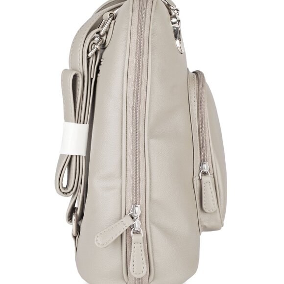 Ladies’ Grey Vegan Leather Backpack – Top Handle Daypack - Picture 7 of 10